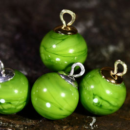 Kugel-Anhänger für Ohrschmuck  "Grün-Gold/Silber"