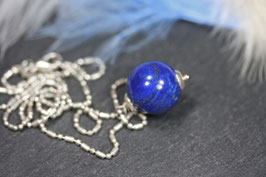 Halskette mit Kettenanhänger "Lapislazuli-Kugel" Silber