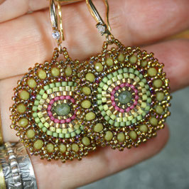 Ohrschmuck "Mandalas" Olive-Rosa