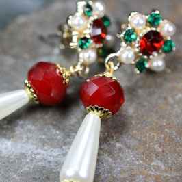 Weihnachts-Ohrschmuck "Perlmutt-Tropfen Lang"