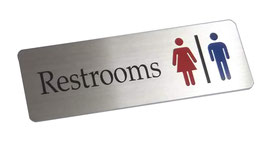 ステンレス 　男女トイレ　サインプレート（両面テープ付き）/　Stainless Steel Women's & Men's Restroom Sign(w/double sided adhesive tape)