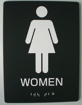 点字サイン　女性トイレ（両面テープ付き）/Braille Restroom Sign( w/ double sided adhesive tape)