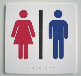 点字サイン　男女トイレ用（両面テープ付き）/Braille Restroom Sign( w/ double sided adhesive tape)