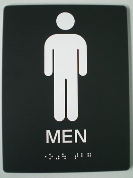 点字サイン　男性トイレ（両面テープ付き）/Braille Restroom Sign( w/ double sided adhesive tape)