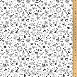 Weihnachtsallerlei - 145 cm breit 100% Baumwolle, bitte Einlauf beachten Stoff nicht lange der Sonne aussetzen Waschbar bei 30 Grad, nicht schleudern, 145gr/m²Oeko-Tex®-Standard 100