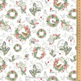 Beerenkränze - 145 cm breit - 100% Baumwolle - Waschbar bei 30 Grad, nicht schleudern - 145gr/m²