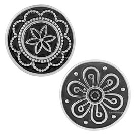 Boutons émail noir Fleur