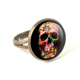 Bague vintage skull flower