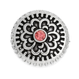 Bouton pression métal 1 strass - rose (2)