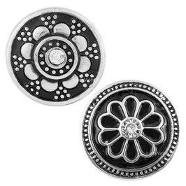 Boutons émail noir 1Strass