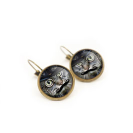 Boucles d'oreilles vintage chat moustache