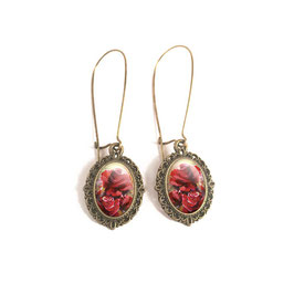 Dormeuses vintage rose rouge