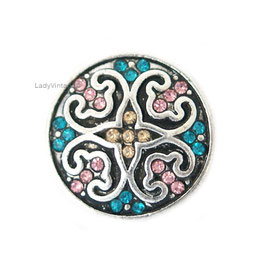 Bouton pression strass multicolore