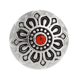Bouton pression métal strass rouge