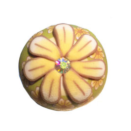 Bouton pression fimo fleur jaune