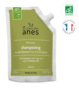 Recharge shampoing au lait d'ânesse frais et biologique 500ml