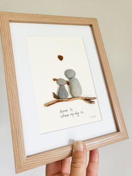 Personalisiertes Steinbild "Home is where my dog is"