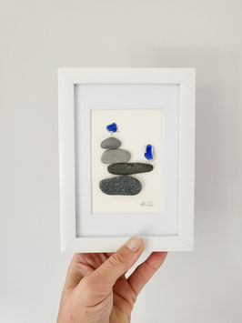 Andressâ - Seeglasbild Blue Birds - mit Steinen und und echtem Seeglas aus der Ostsee