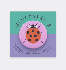 Bio-Button Marienkäfer / Glückskäfer (auf Karte befestigt)