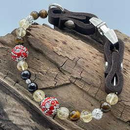 Personalisiertere Hundehalsband - Edelstein-Design & Luxus vereint MIT TIGERAUGE, CITRIN UND GRANAT
