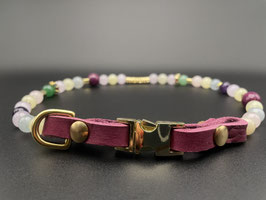 Designer - Edelstein - Hundehalsband / personalisierbar & handgefertigt MIT RUBIN, AMETHYST UND ACHAT