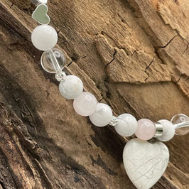 Luxuriöses Hundehalsband mit Edelsteinen - einzigartig & personalisierbar MIT ROSENQUARZ, BERGKRISTALL UND MAGNESIT