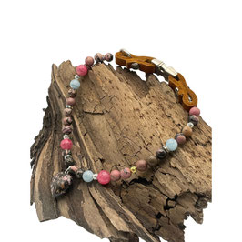 Personalisierteres Hundehalsband - Edelstein-Design & Luxus vereint MIT RHODONIT, RUBIN UND AQUAMARIN