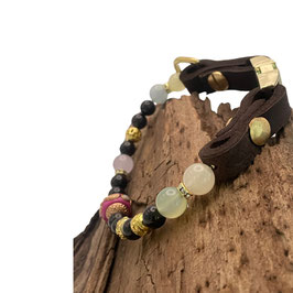 Handgefertigtes Edelstein- Hundehalsband - personalisierbar & edel MIT GRANAT UND ACHAT