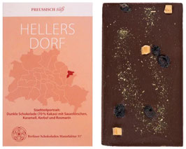 Hellersdorf- Dunkle Schokolade mit Sauerkirchen, Karamell, Kerbel und Rosmarin
