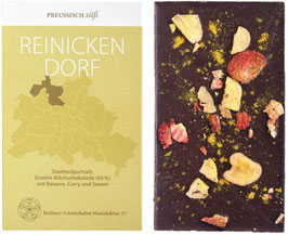 Reinickendorf-Banane, Curry & Sesam in dunkler Milchschokolade, Bio