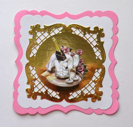 Hochzeitskarte mit 3D-Motiv weiß-rosa-gold (Nr.7)