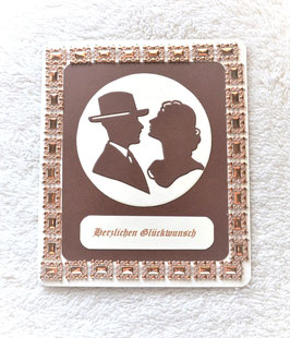 Hochzeitskarte "Herzlichen Glückwunsch" in braun-beige (Nr. 10)