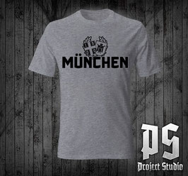 München schwarze Schrift Wappen Shirt Grau