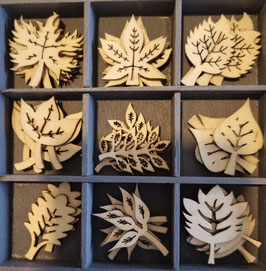Kleine Holzelemente Blätter 9er-Set