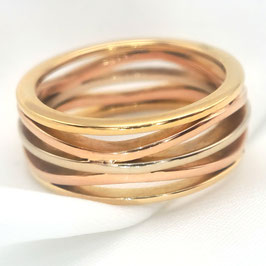 Goldring 750er Gold · 5-reihiger Tricolor-Bandring
