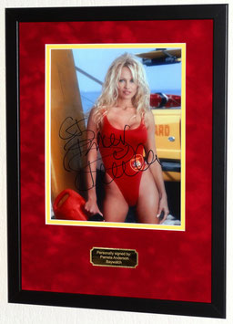 Pamela Anderson originally hand signed photo (Baywatch) - Premium Framed + COA + Photo of signing session