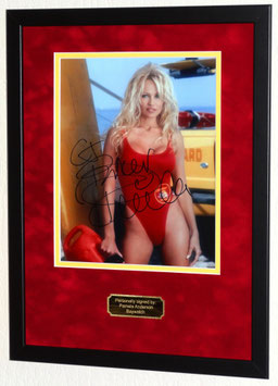 Pamela Anderson originally hand signed photo (Baywatch) - Premium Framed + COA + Photo of signing session