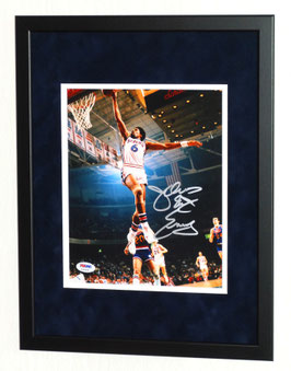 Julius "Dr. J" Erving originally hand signed photo - Premium Framed + PSA COA