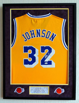 Earvin 'Magic' Johnson originally hand signed Adidas Los Angeles Lakers Jersey - Premium framed + JSA COA