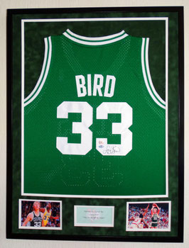 Larry Bird originally hand signed Adidas Boston Celtics Jersey - Premium framed + Bird Hologram and Schwartz COA