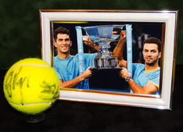 *RARE* Horia Tecău  and Jean-Julien Rojer  originally DOUBLE hand signed HEAD tennis ball  + stand and framed photo + COA and signing Proof photo