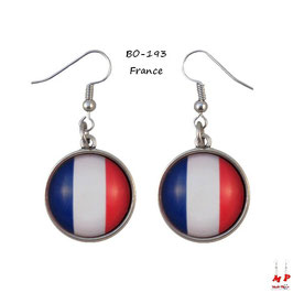 Boucles d'oreilles pendantes drapeau de la France