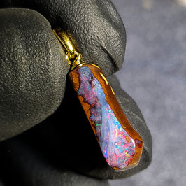 Queensland Boulder Opal 0354 mit 925er Silberöse (vergoldet)