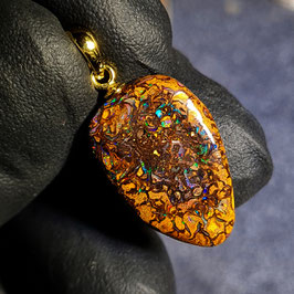 Queensland Boulder Opal 0355 mit 925er Silberöse (vergoldet)