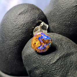 Boulder-Opal-Ohrstecker 0808 mit Silberstiftplatte in 925er Stirling-Silber
