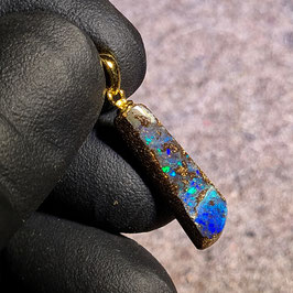 Queensland Boulder Opal 0339 mit 925er Silberöse (vergoldet)