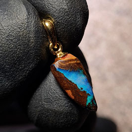 Queensland Boulder Opal 0351 mit 925er Silberöse (vergoldet)