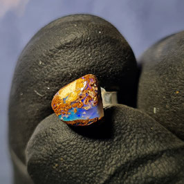 Boulder-Opal-Ohrstecker 0815 mit Silberstiftplatte in 925er Stirling-Silber
