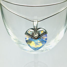 Anhänger Herz aus SWAROVSKI® Kristall und 925 Silber Schlangenkette