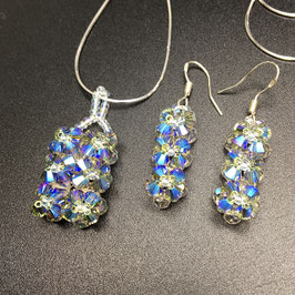 Schmuckset Anhänger mit Kette und Ohrringe 925 Silber mit SWAROVSKI® ELEMENTS